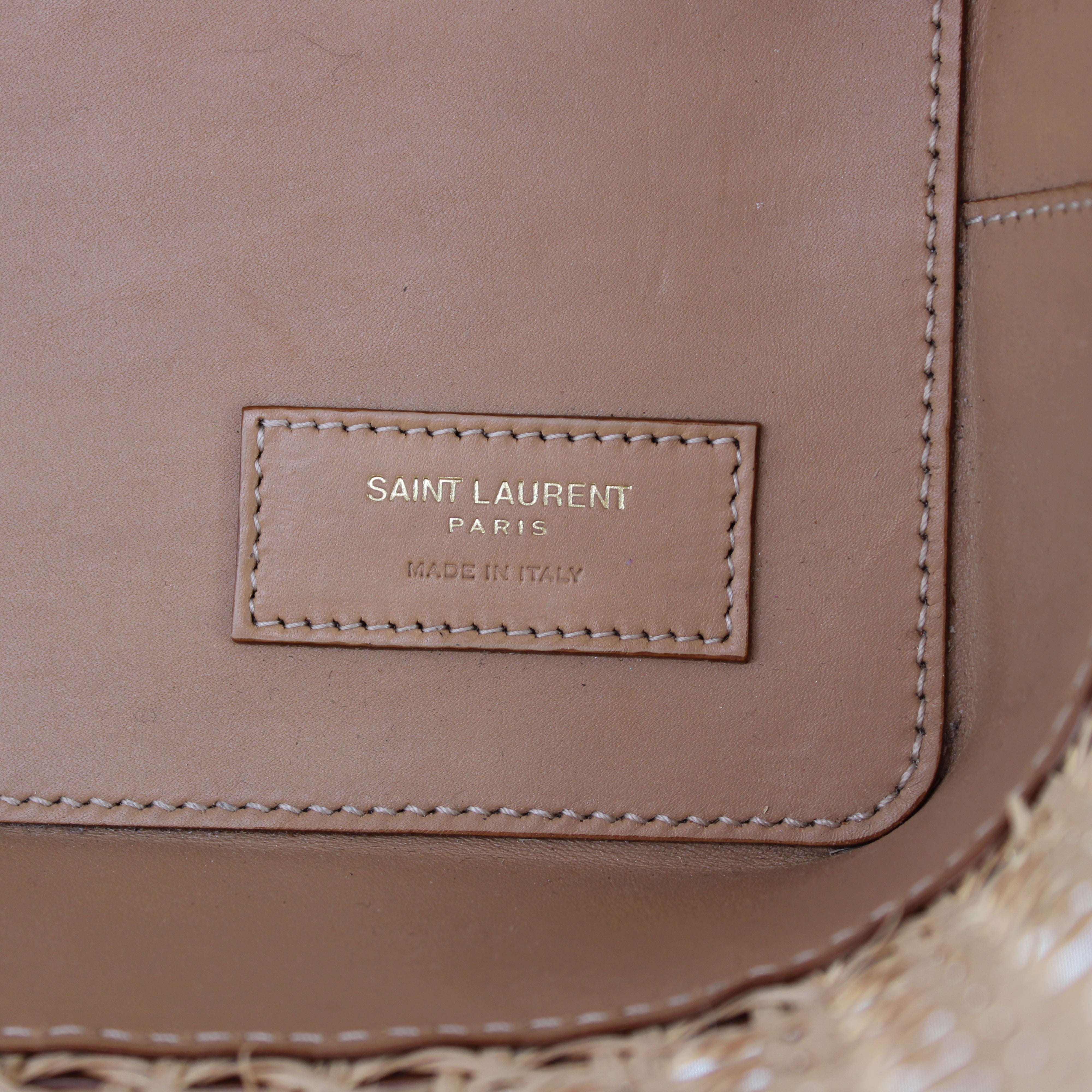 Saint Laurent Leather-Trim Rattan Tote/Shopper Bag