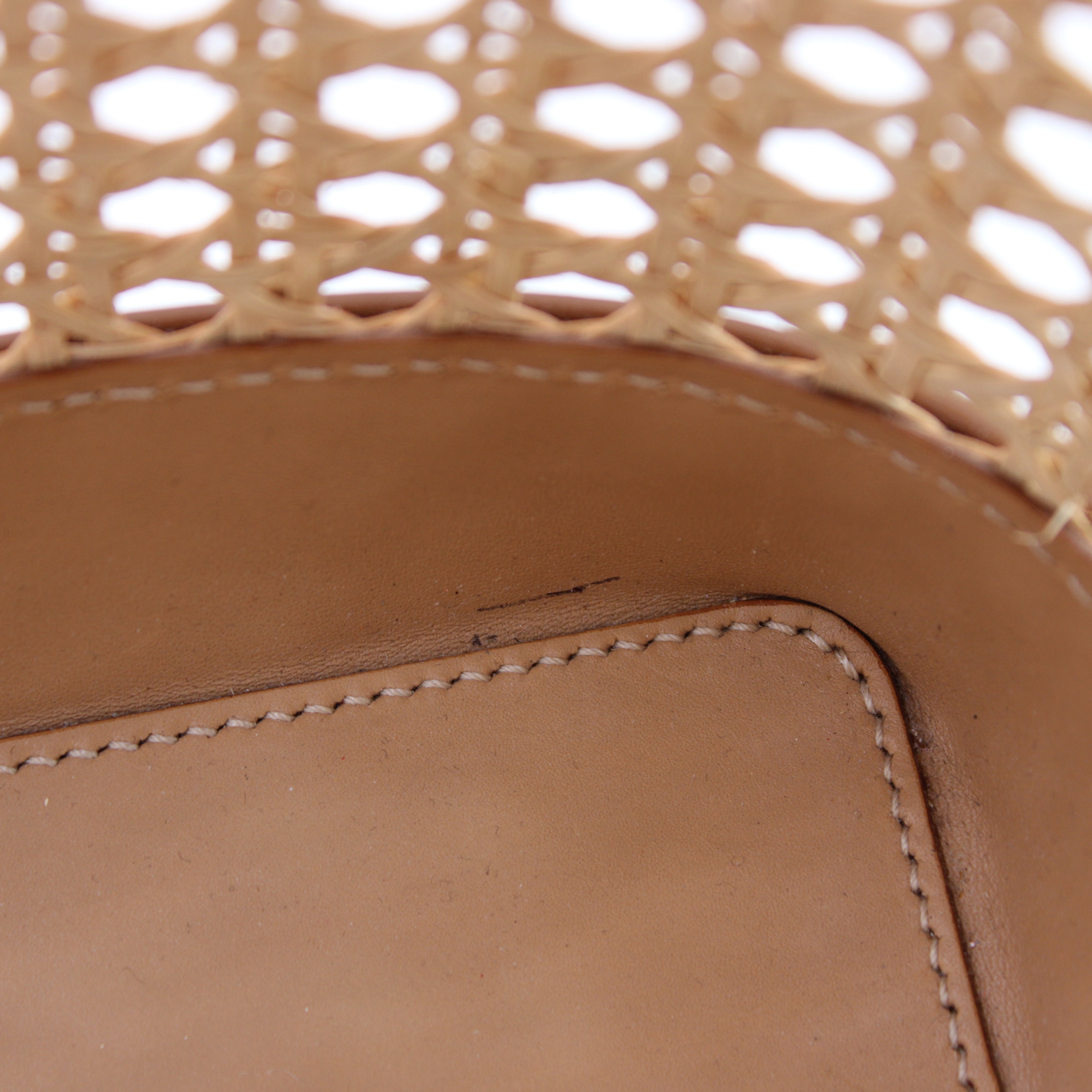 Saint Laurent Leather-Trim Rattan Tote/Shopper Bag